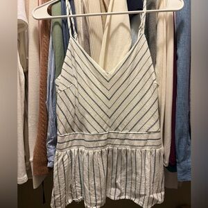 White and Blue Striped Top